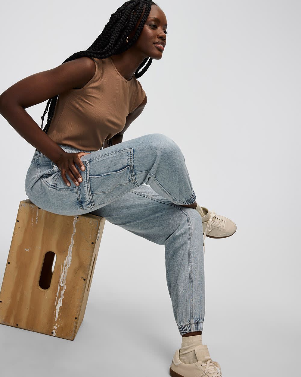 Denim Jogger with Cargo Pockets - Petite