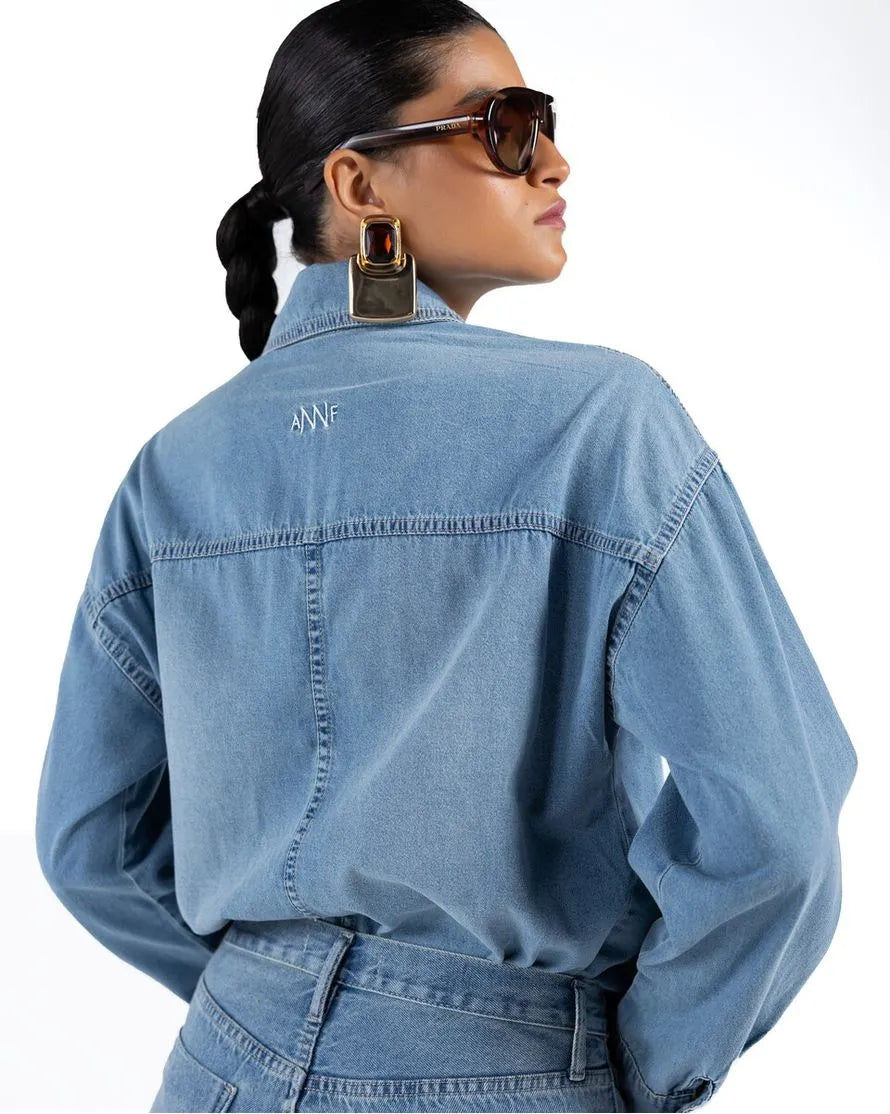 Oversized denim shirt