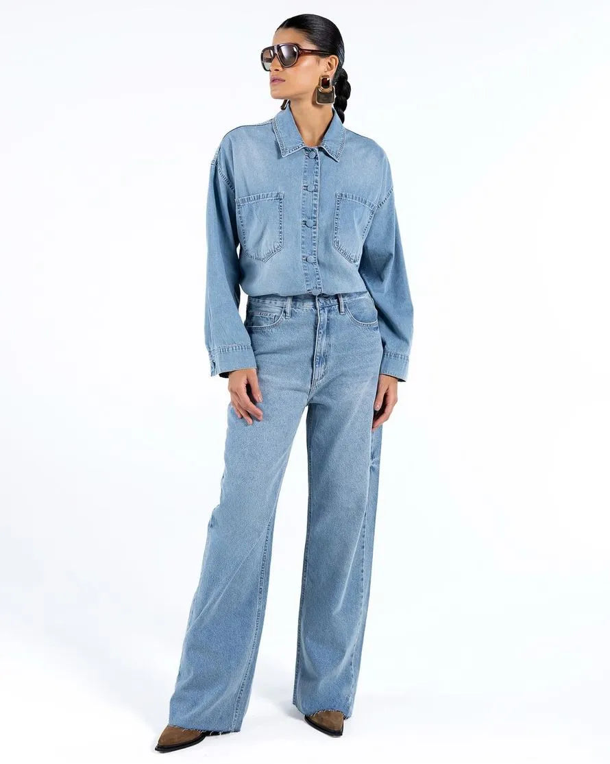 Oversized denim shirt
