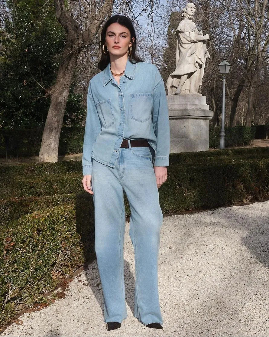 Oversized denim shirt