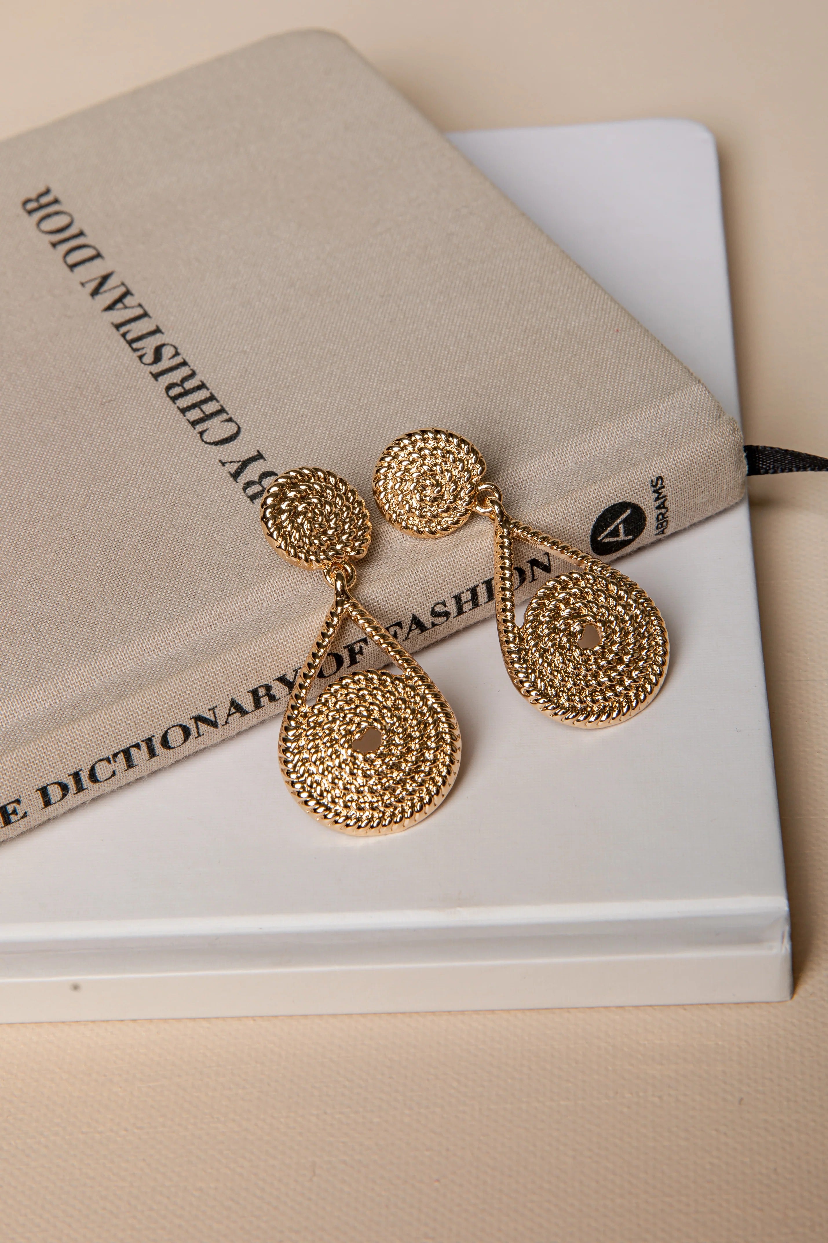 Textured Gold Drop Earrings