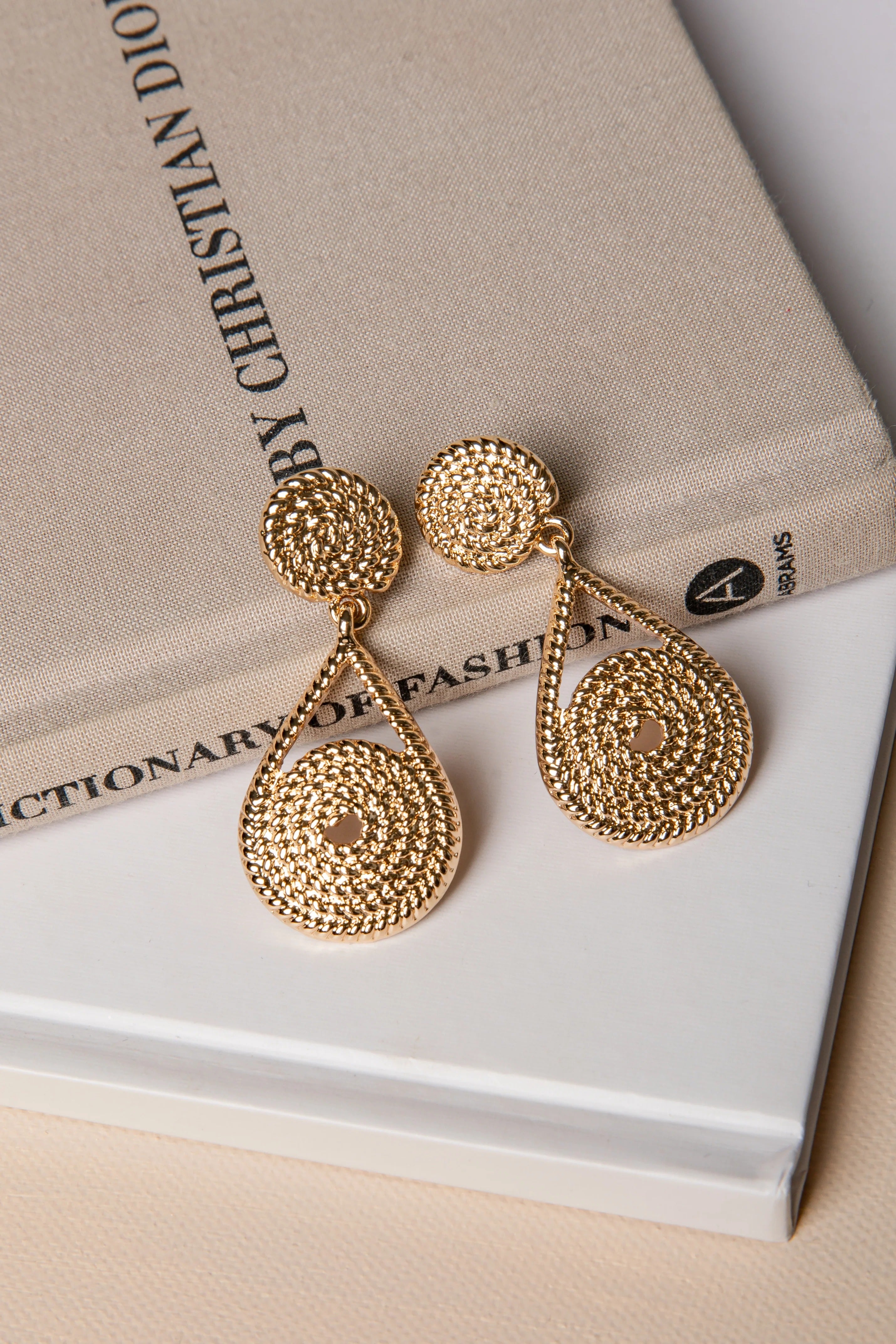 Textured Gold Drop Earrings