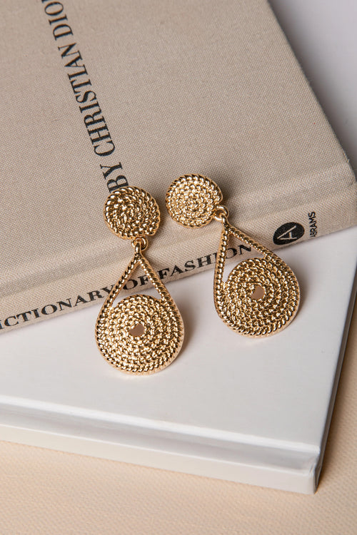 Textured Gold Drop Earrings