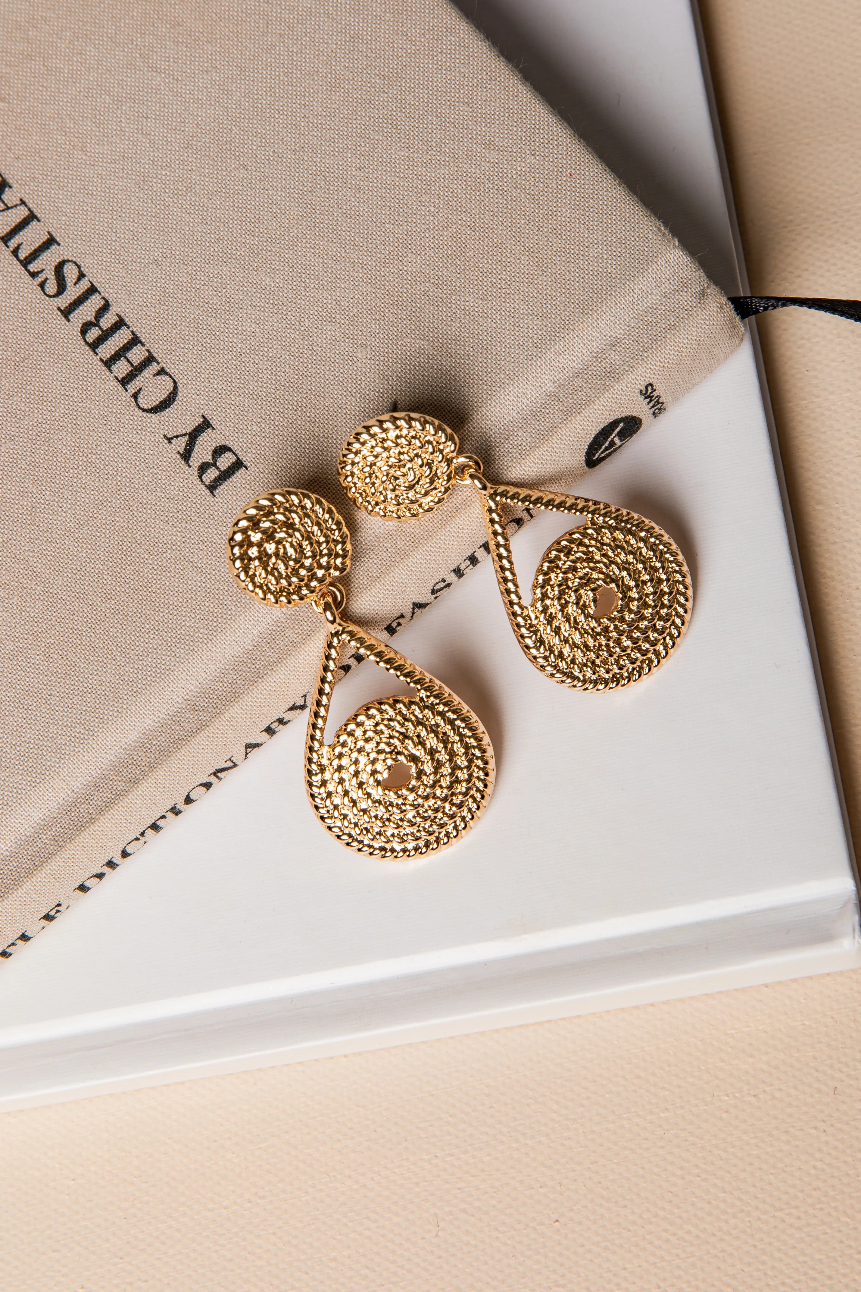 Textured Gold Drop Earrings