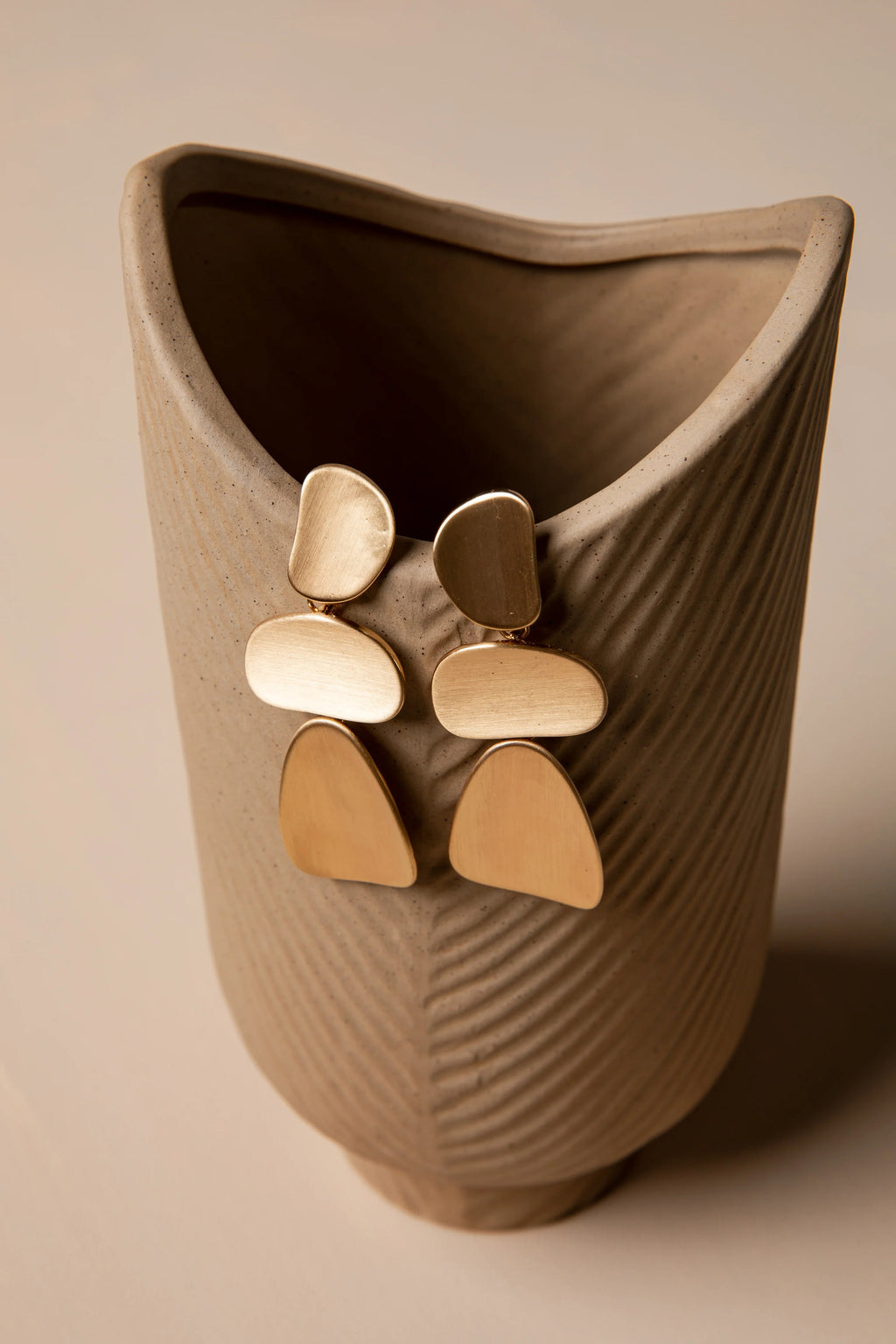 Matte Gold Sculpted Drop Earrings