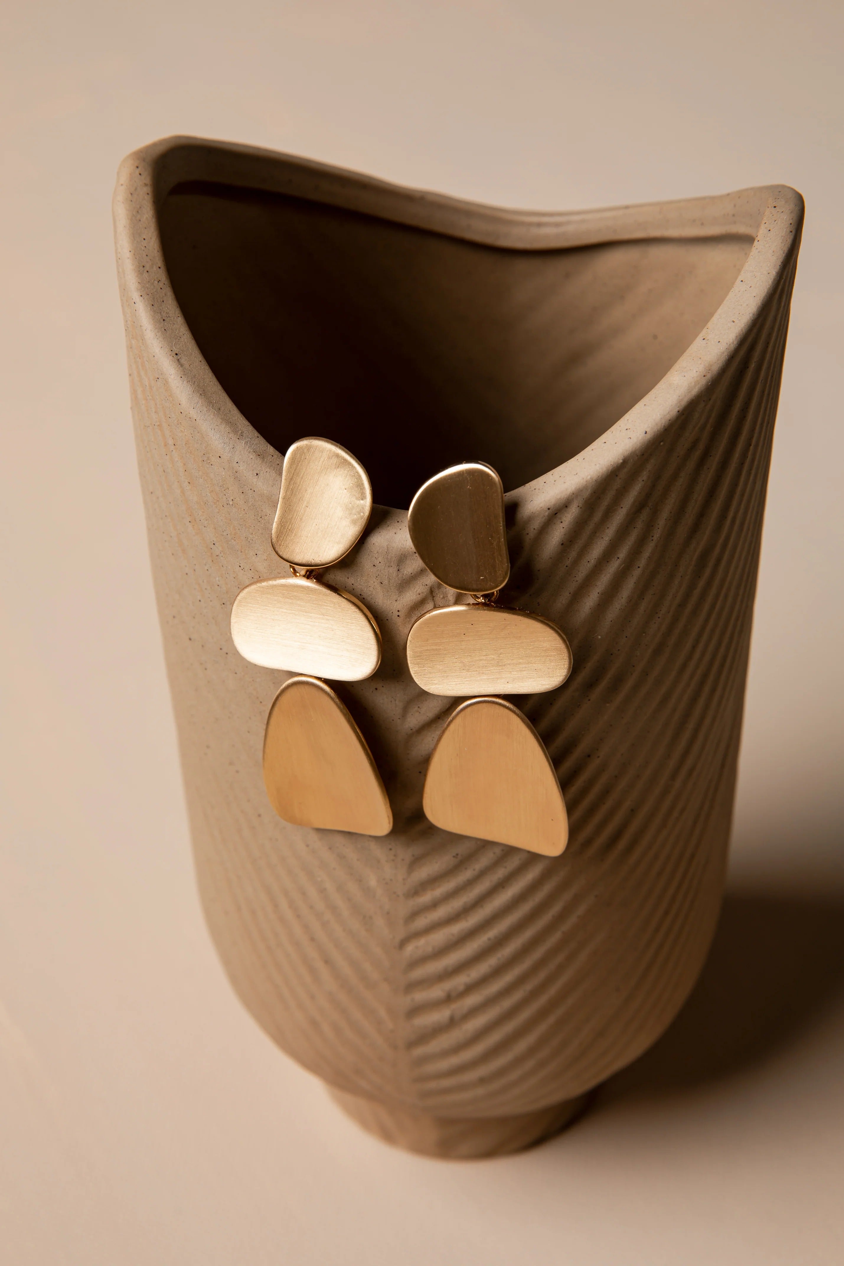 Matte Gold Sculpted Drop Earrings