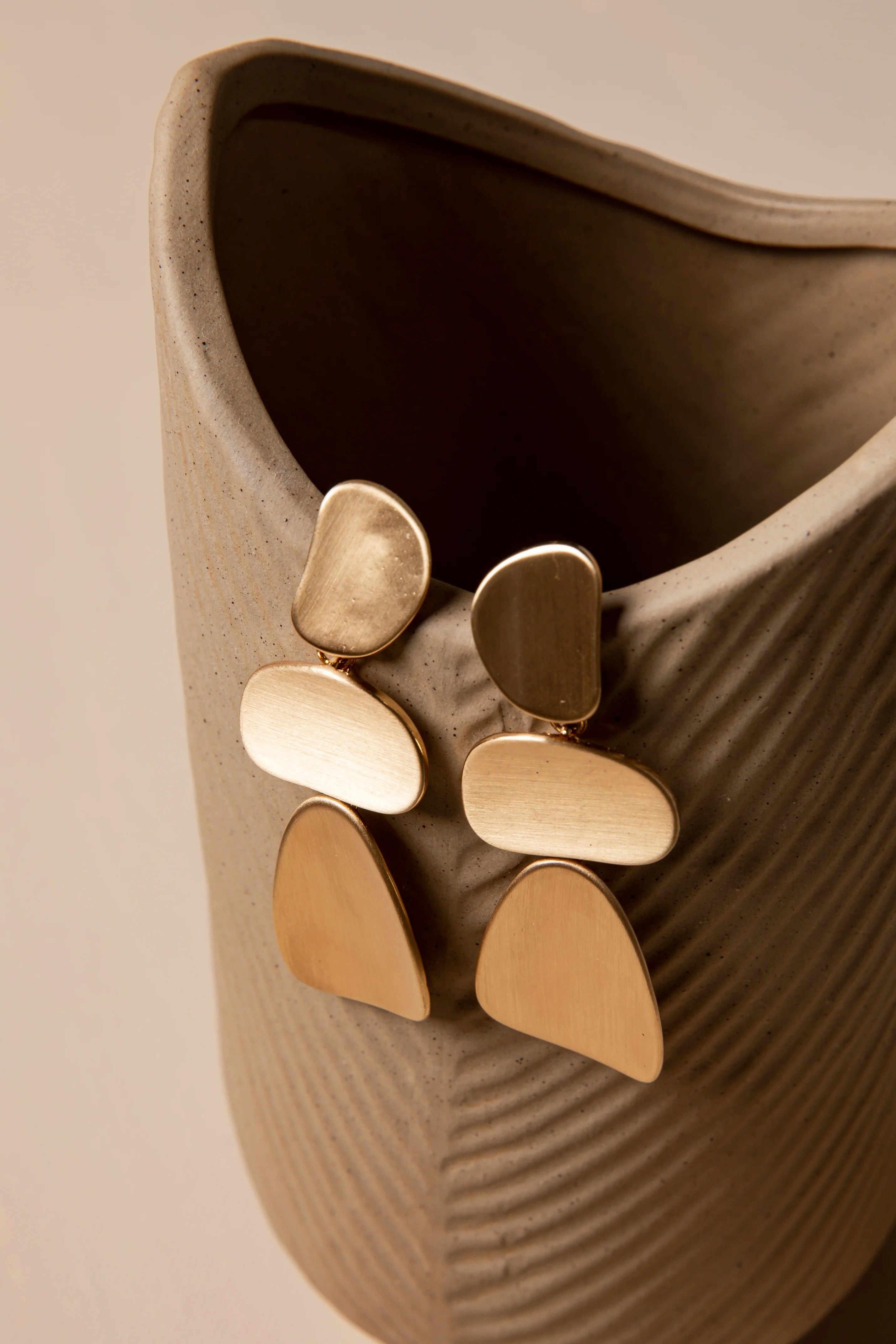 Matte Gold Sculpted Drop Earrings