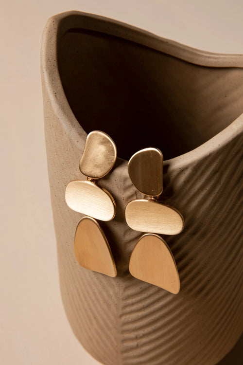 Matte Gold Sculpted Drop Earrings