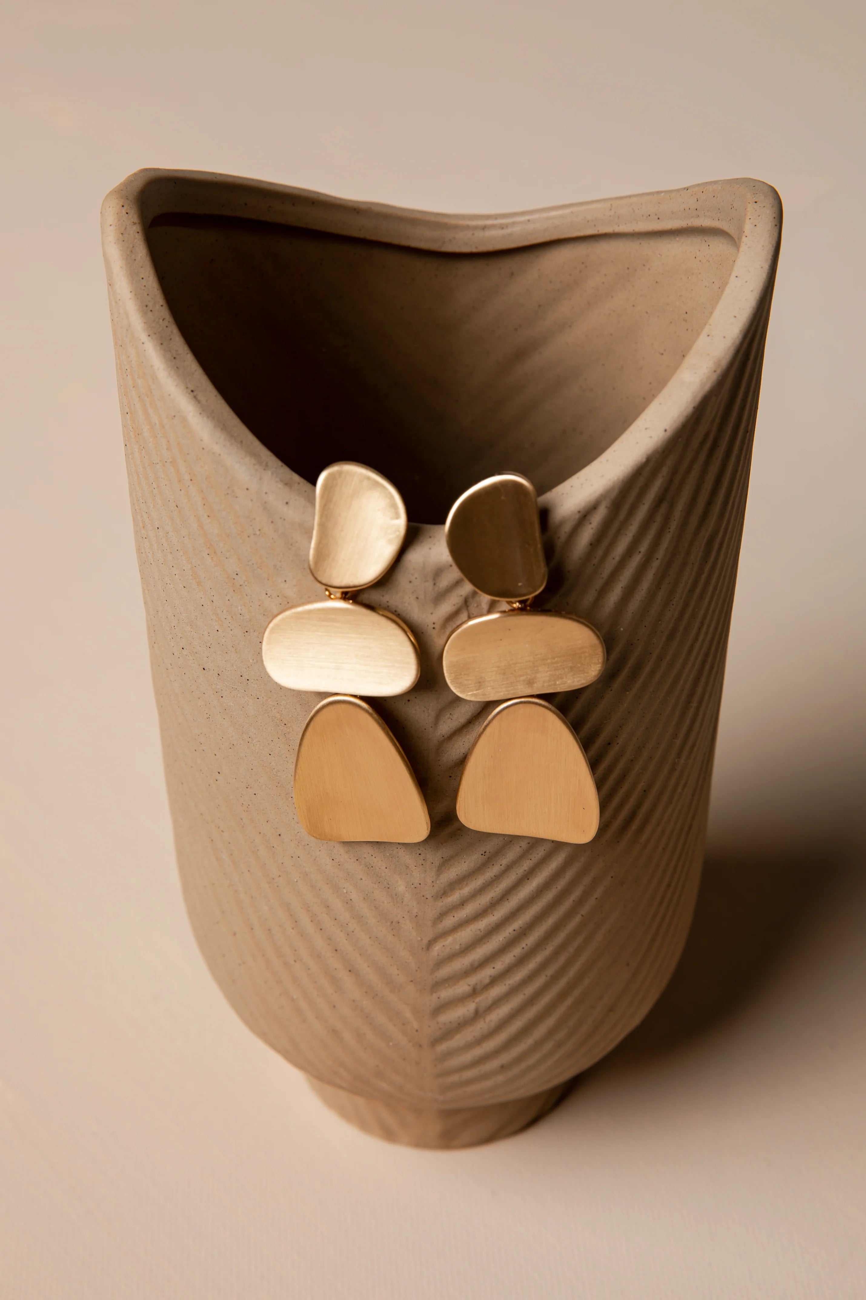 Matte Gold Sculpted Drop Earrings