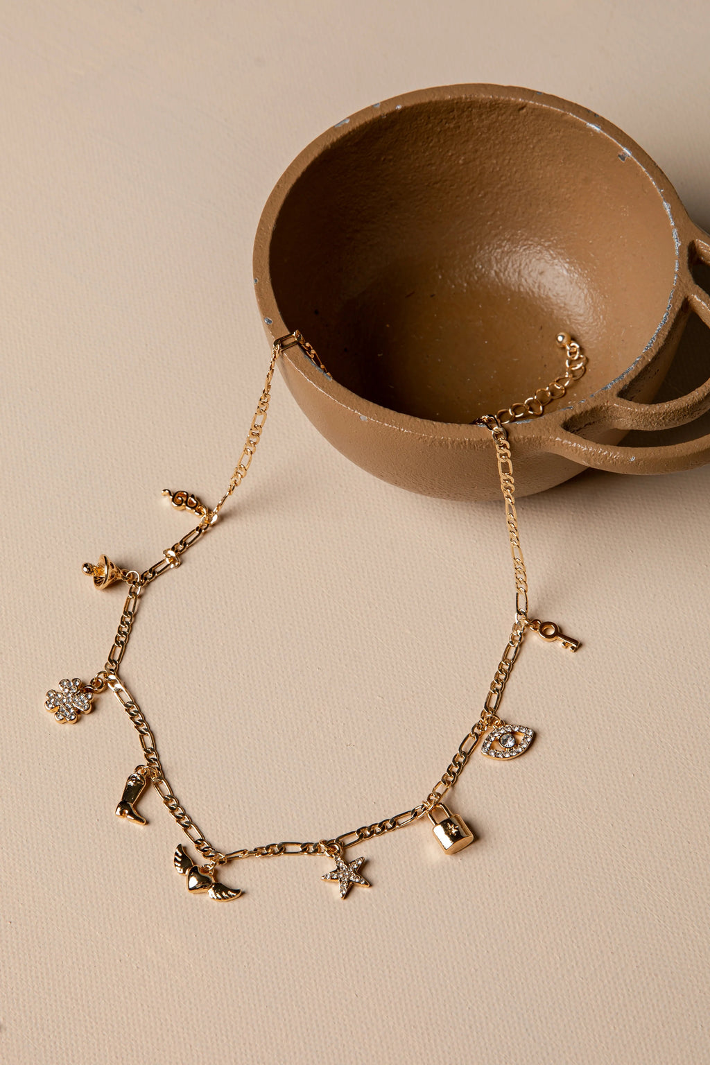 Gold Charm Statement Necklace