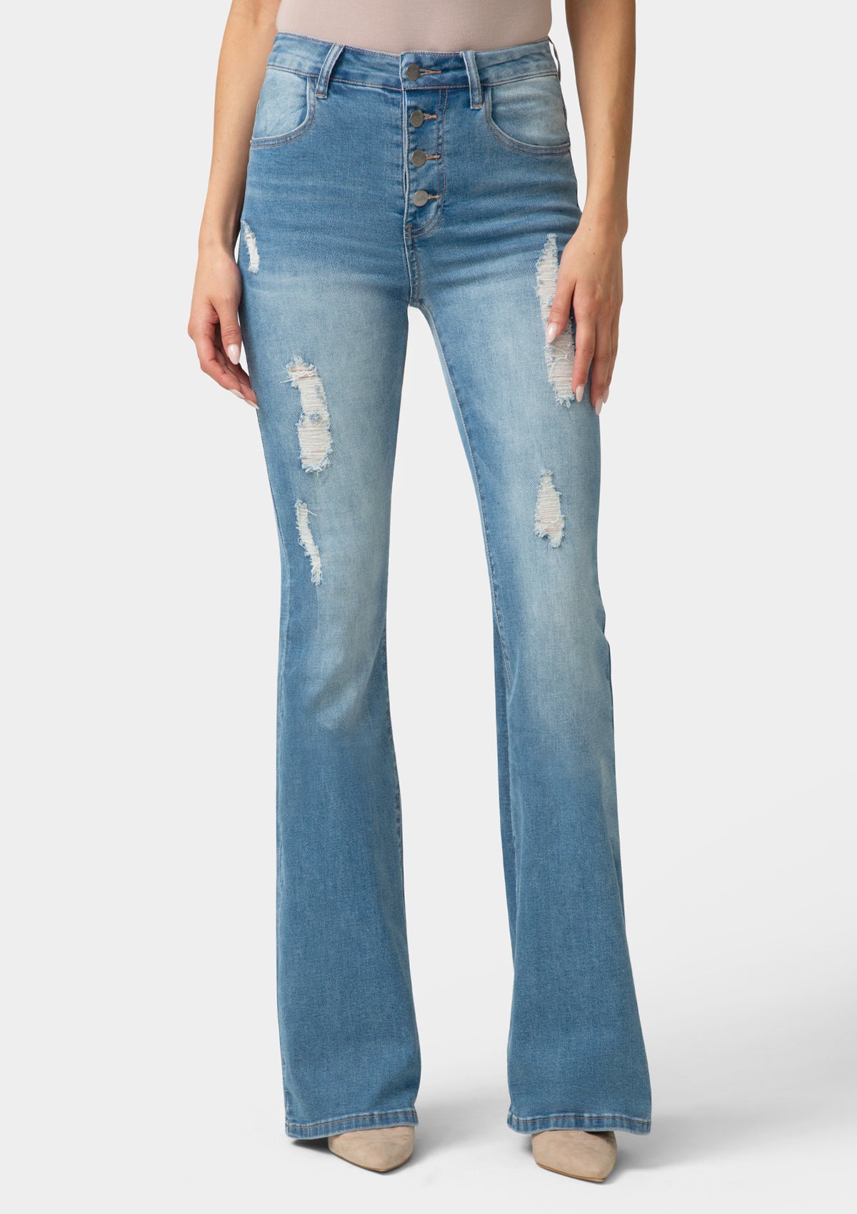 Tall Cindy Distressed Flare Jeans