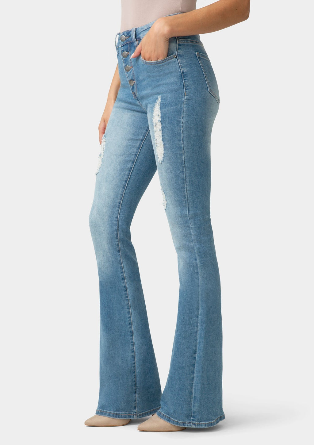 Tall Cindy Distressed Flare Jeans