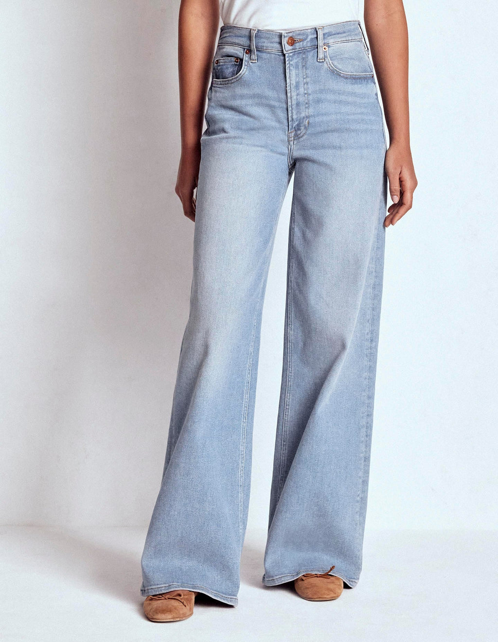 High Rise Wide Leg Jeans-Light Vintage