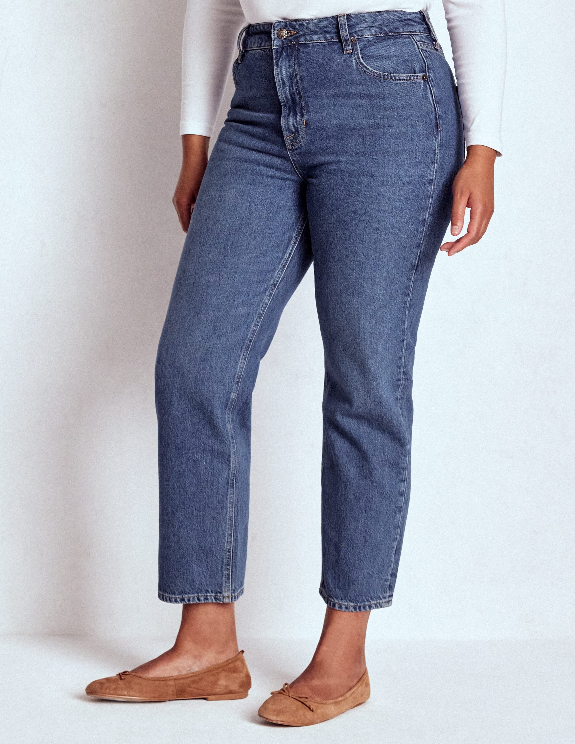 High Rise Straight Leg Jeans-Mid Vintage