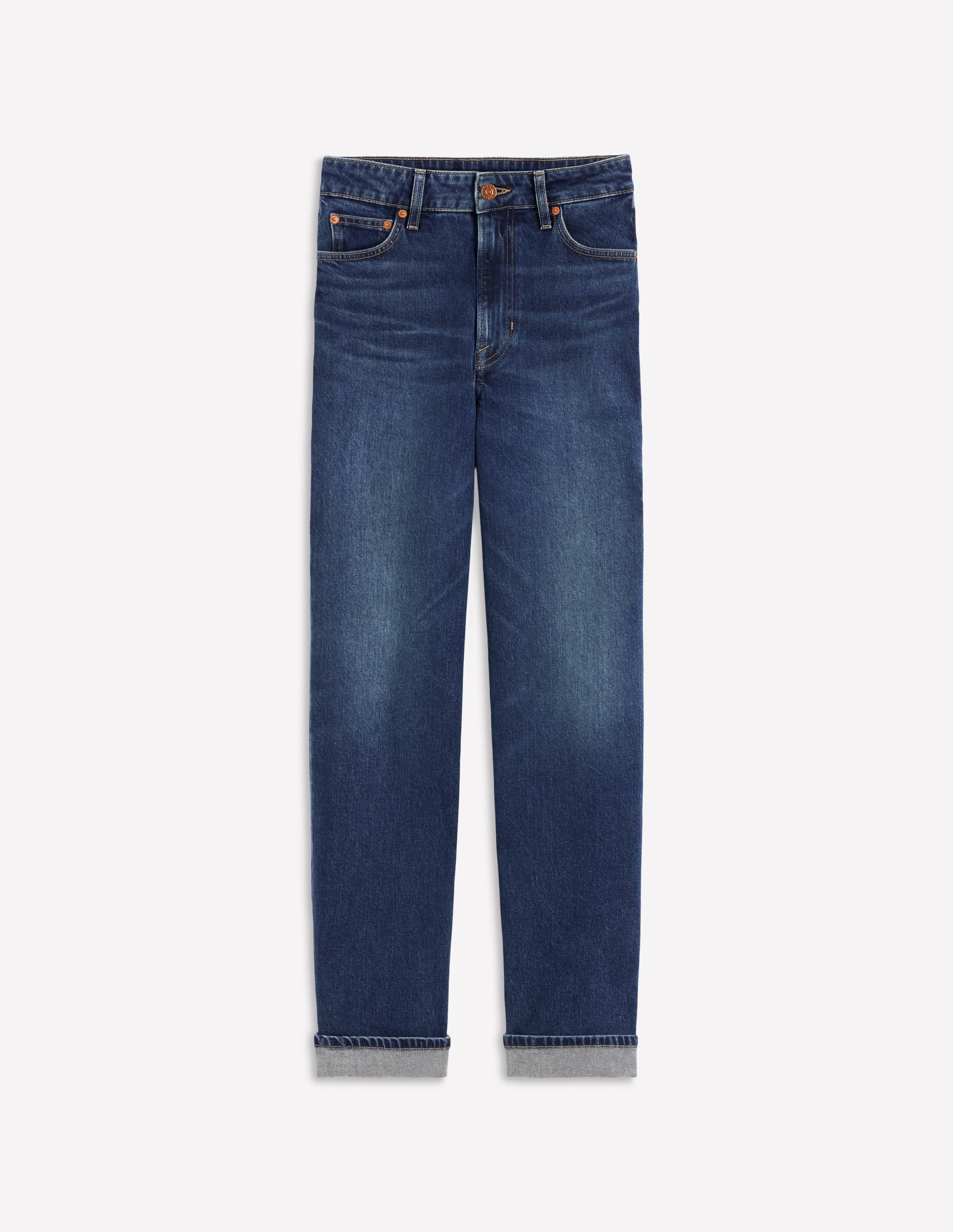 Mid Rise Straight Leg Jeans-Dark Vintage