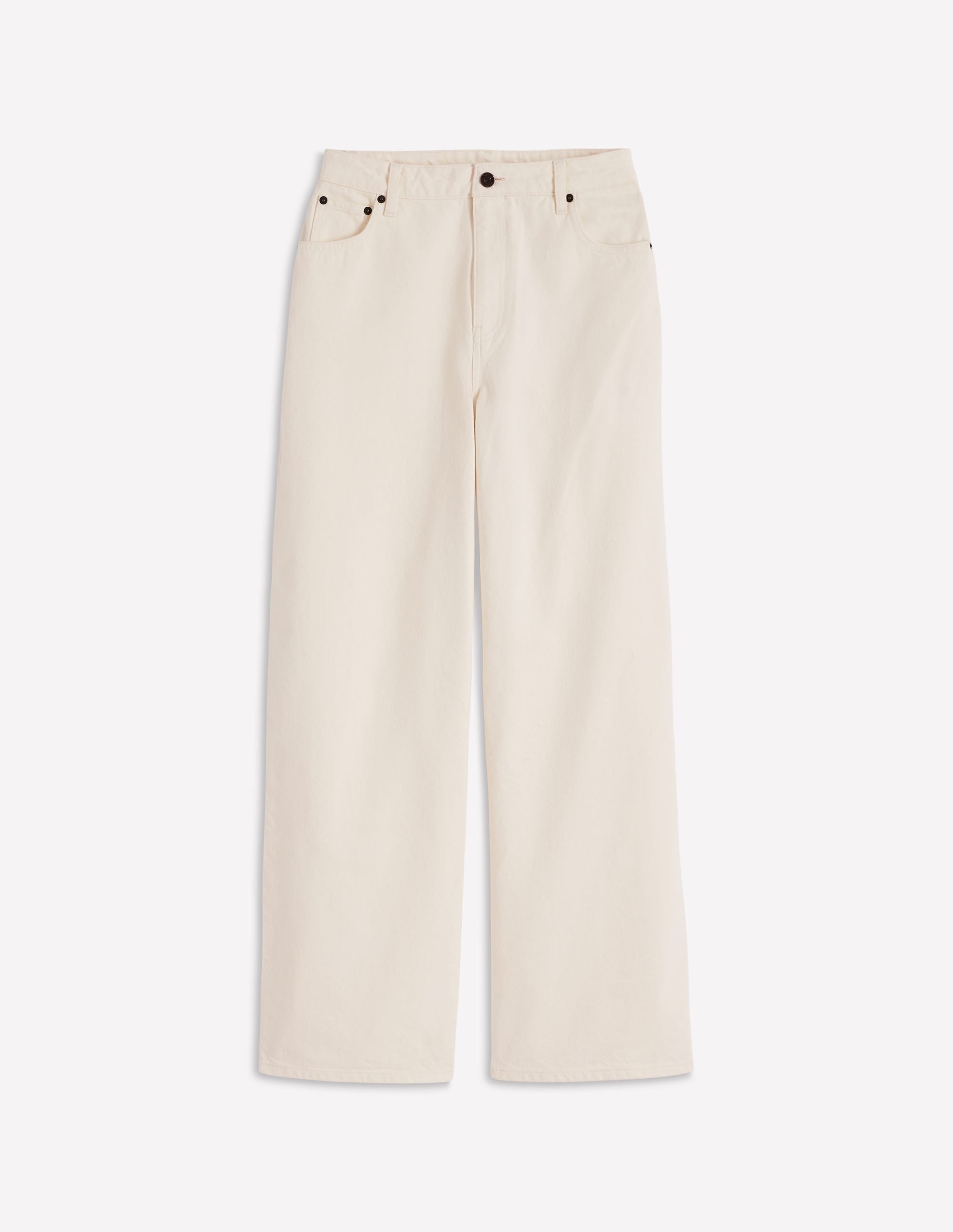 Relaxed Wide Leg  Jeans-Ecru