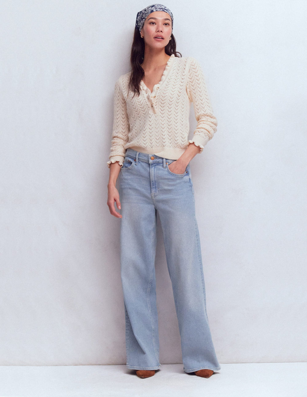 High Rise Wide Leg Jeans-Light Vintage
