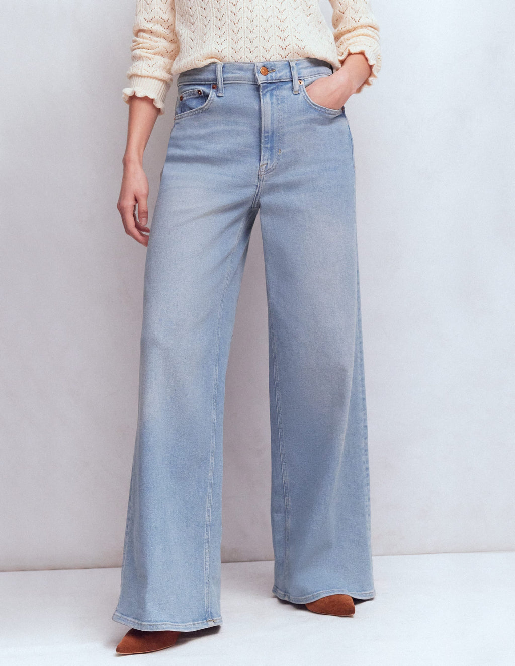 High Rise Wide Leg Jeans-Light Vintage