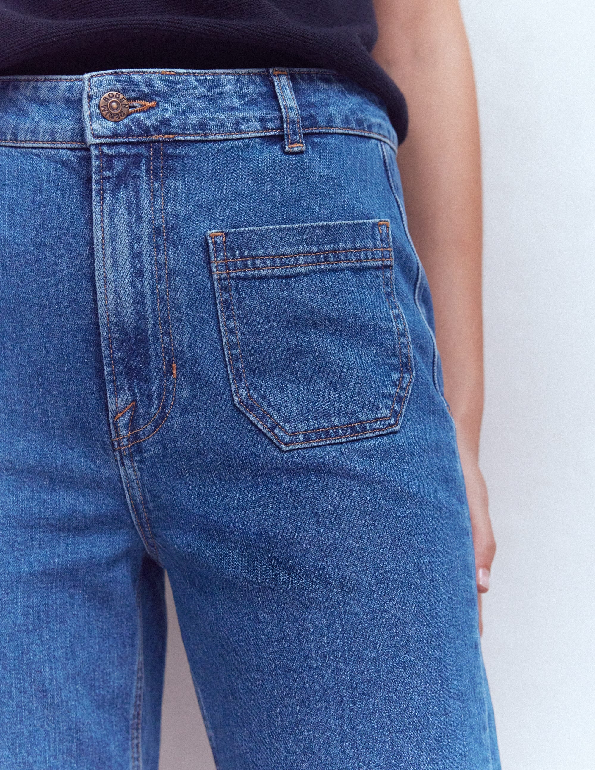 Straight Leg Pocket Jeans-Mid Vintage