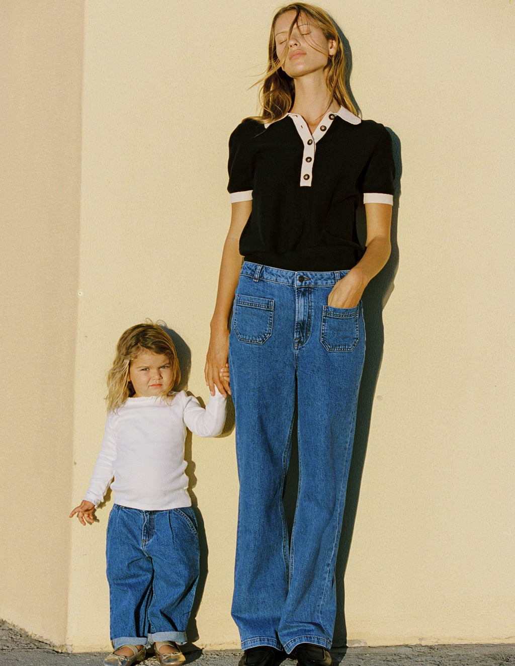 Straight Leg Pocket Jeans-Mid Vintage