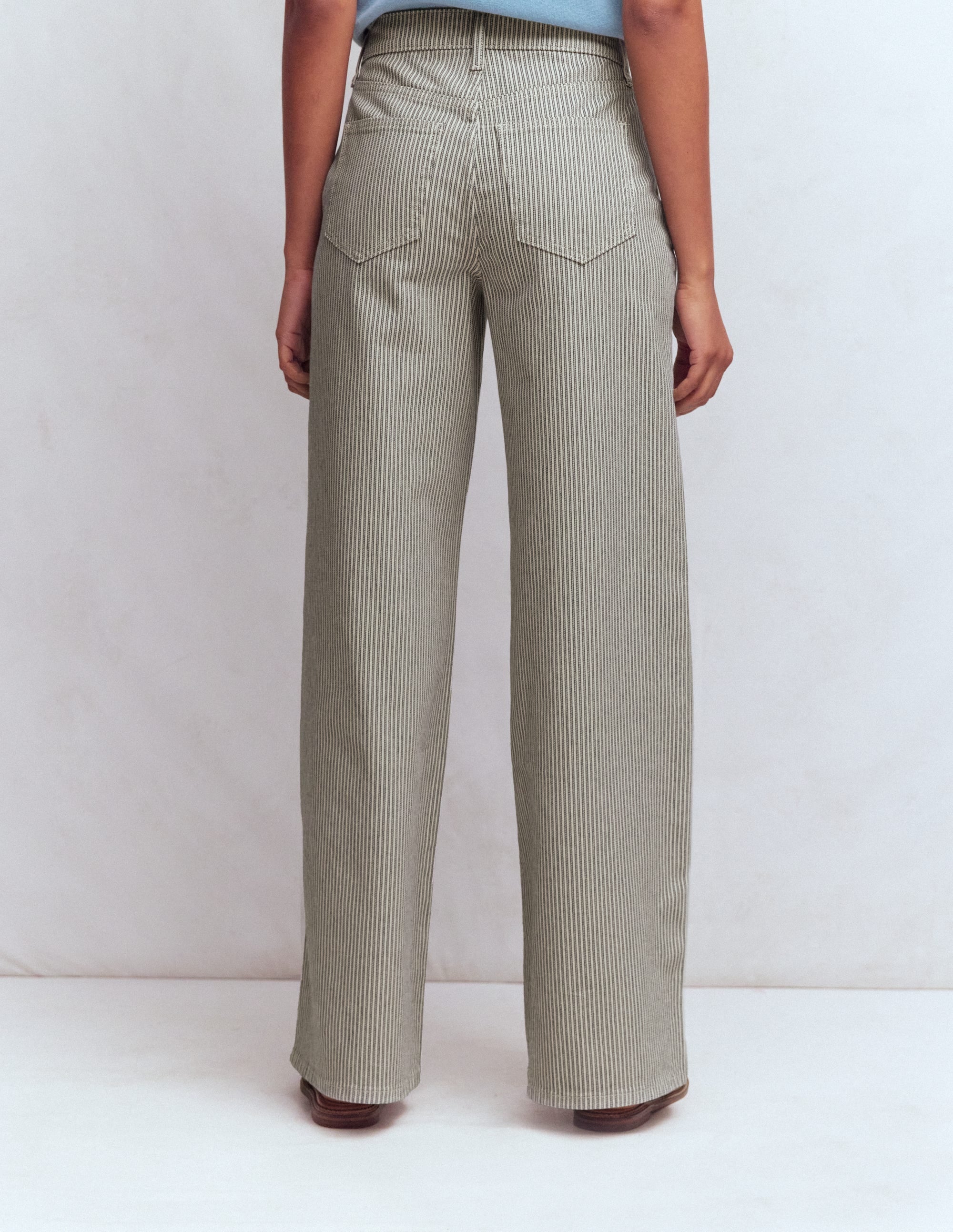 High Rise Wide Leg Jeans-Blue Stripe