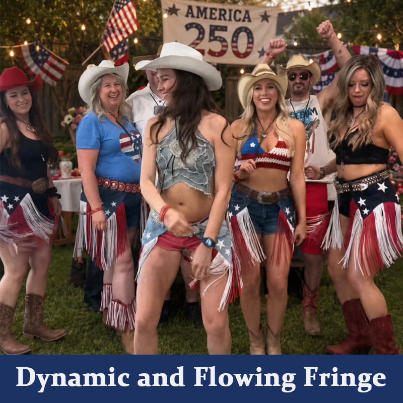 🔥Last Day 50% OFF-USA 250th Anniversary Patriotic Denim Fringe Belt