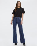 Flare-Leg Mid-Rise Jean with Flap Pockets