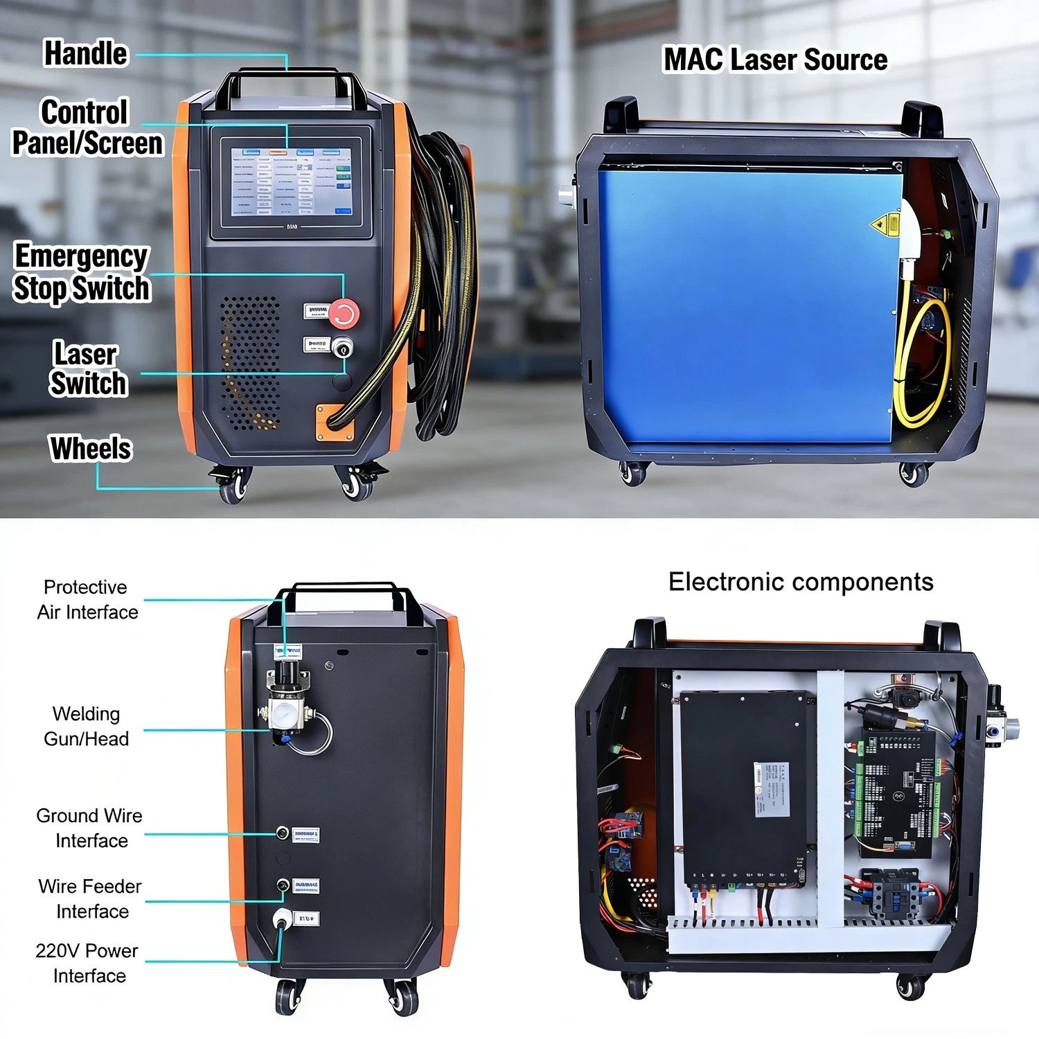 4 IN 1 1000W 1500W Laser Welding Cleaning Cutter Machine Air
