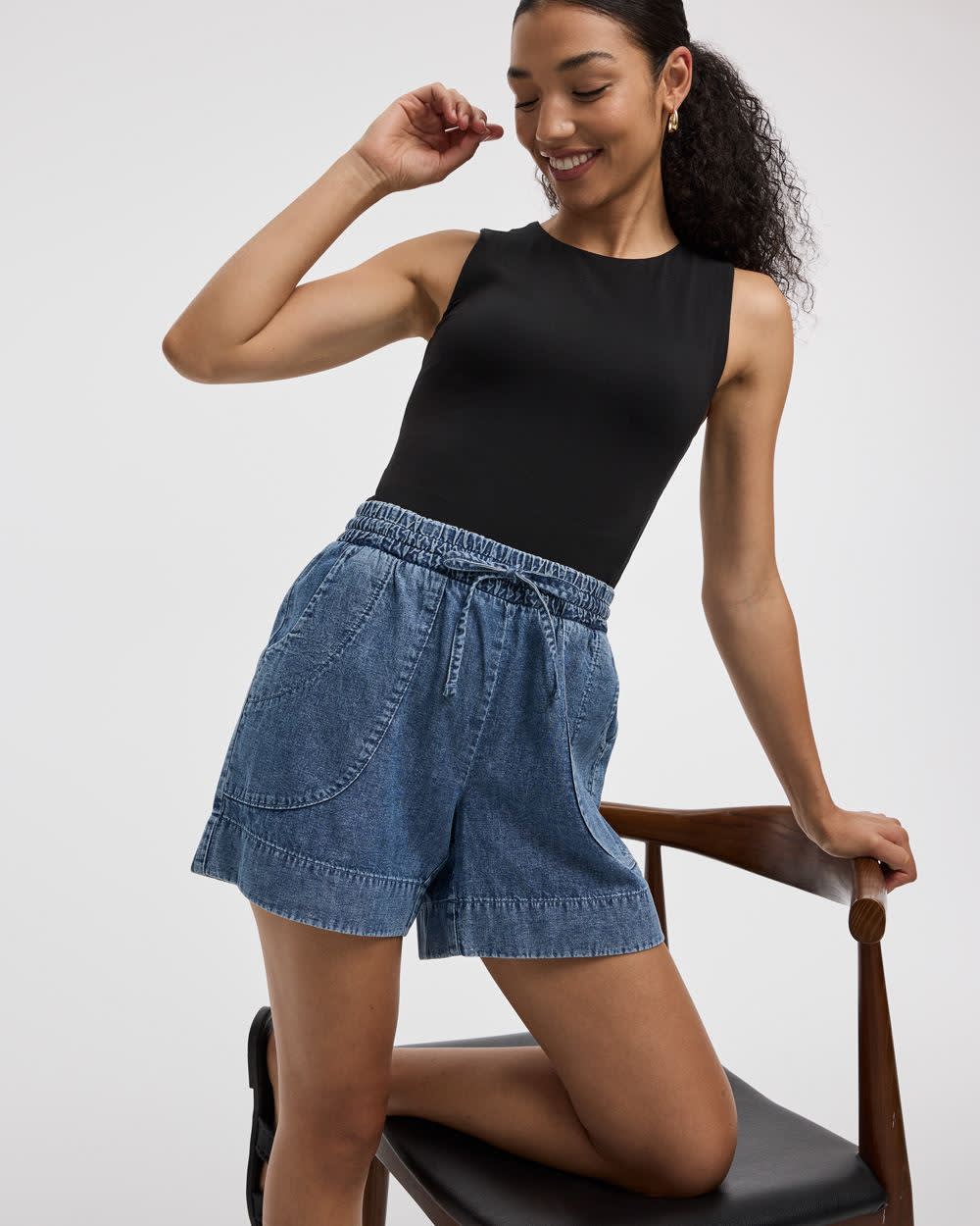 Denim Shorts with Drawstring
