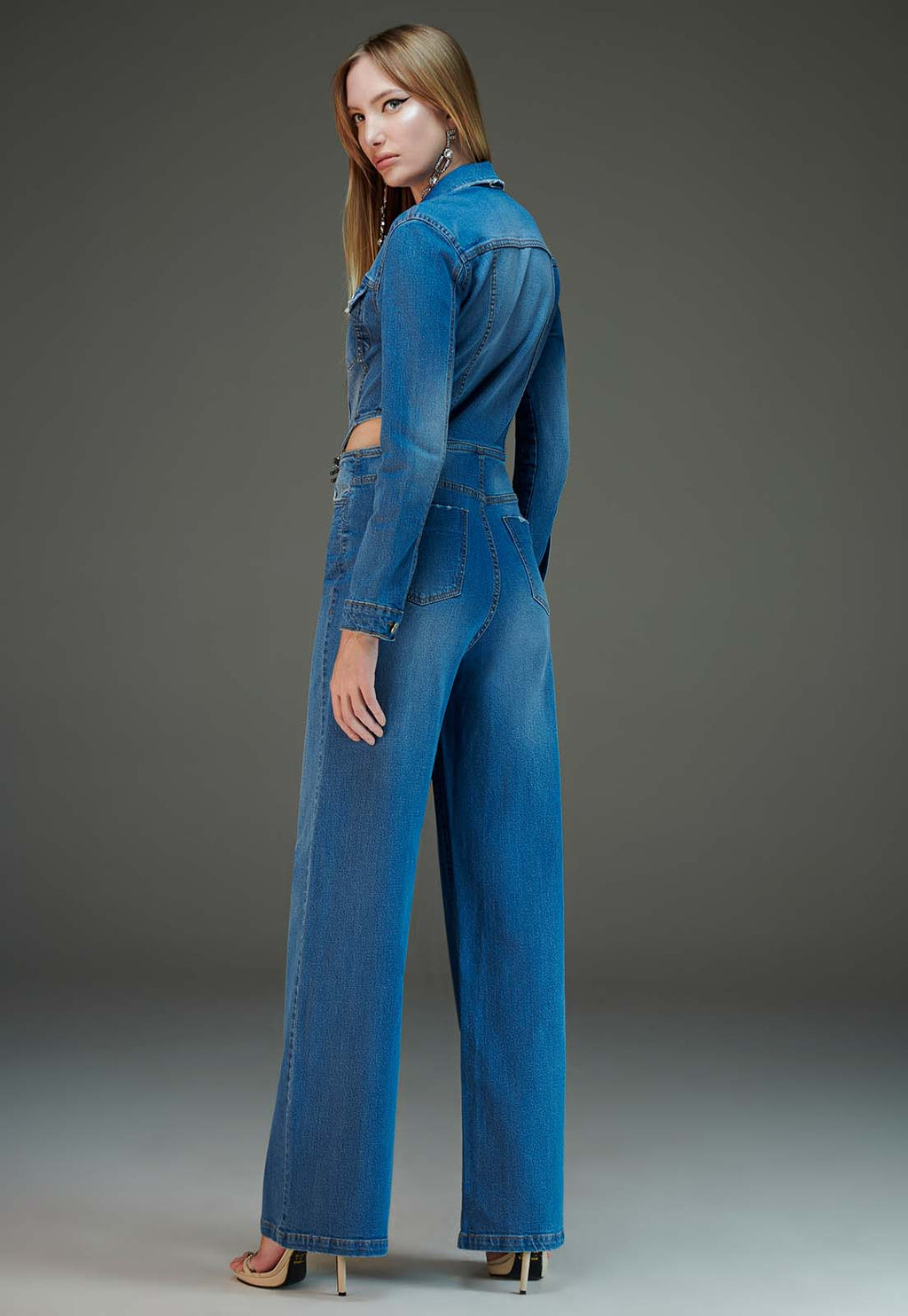 Denim Jumpsuit with Opening