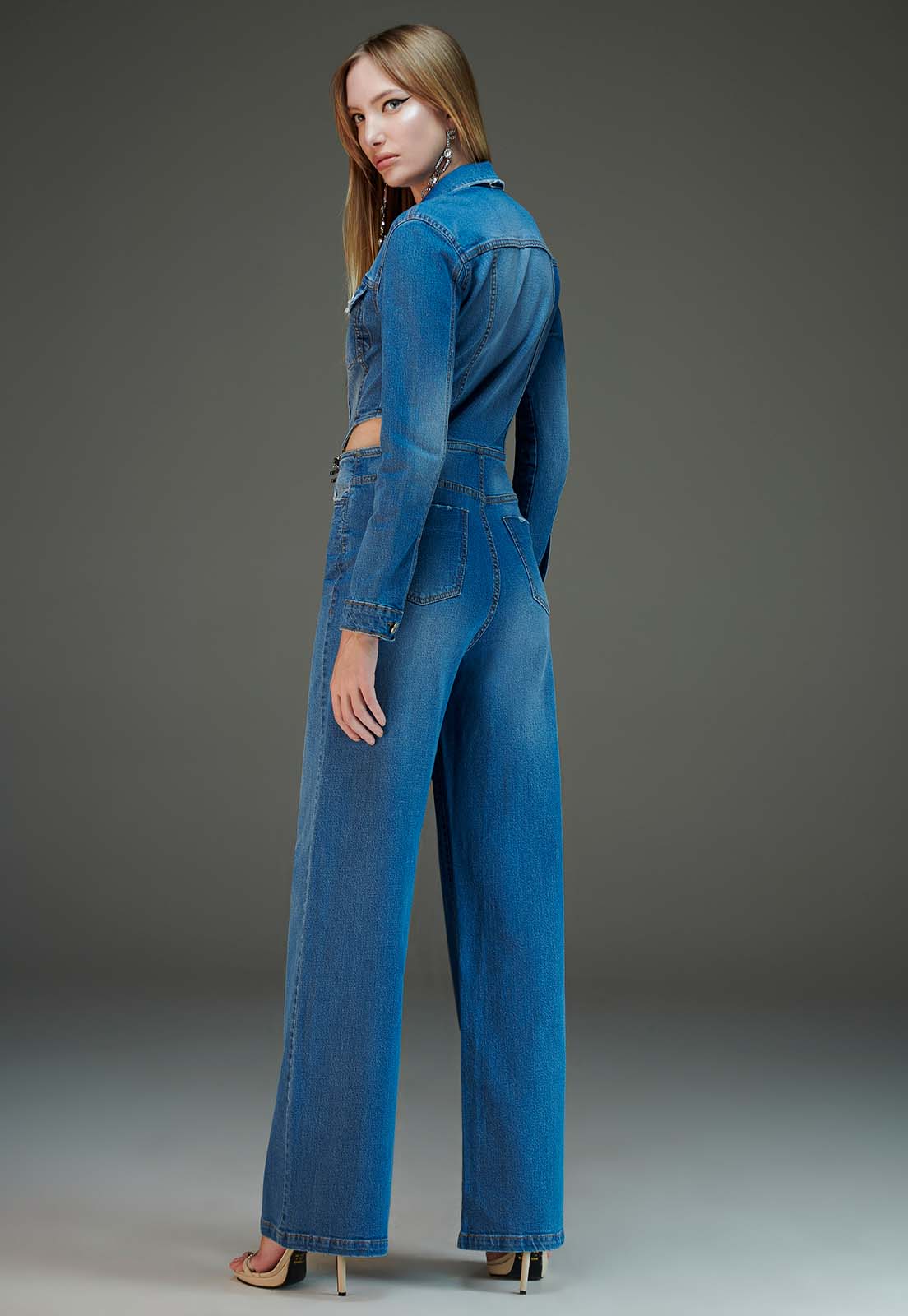 Denim Jumpsuit with Opening