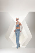 Embroidered Jeans with Chaos Brooches