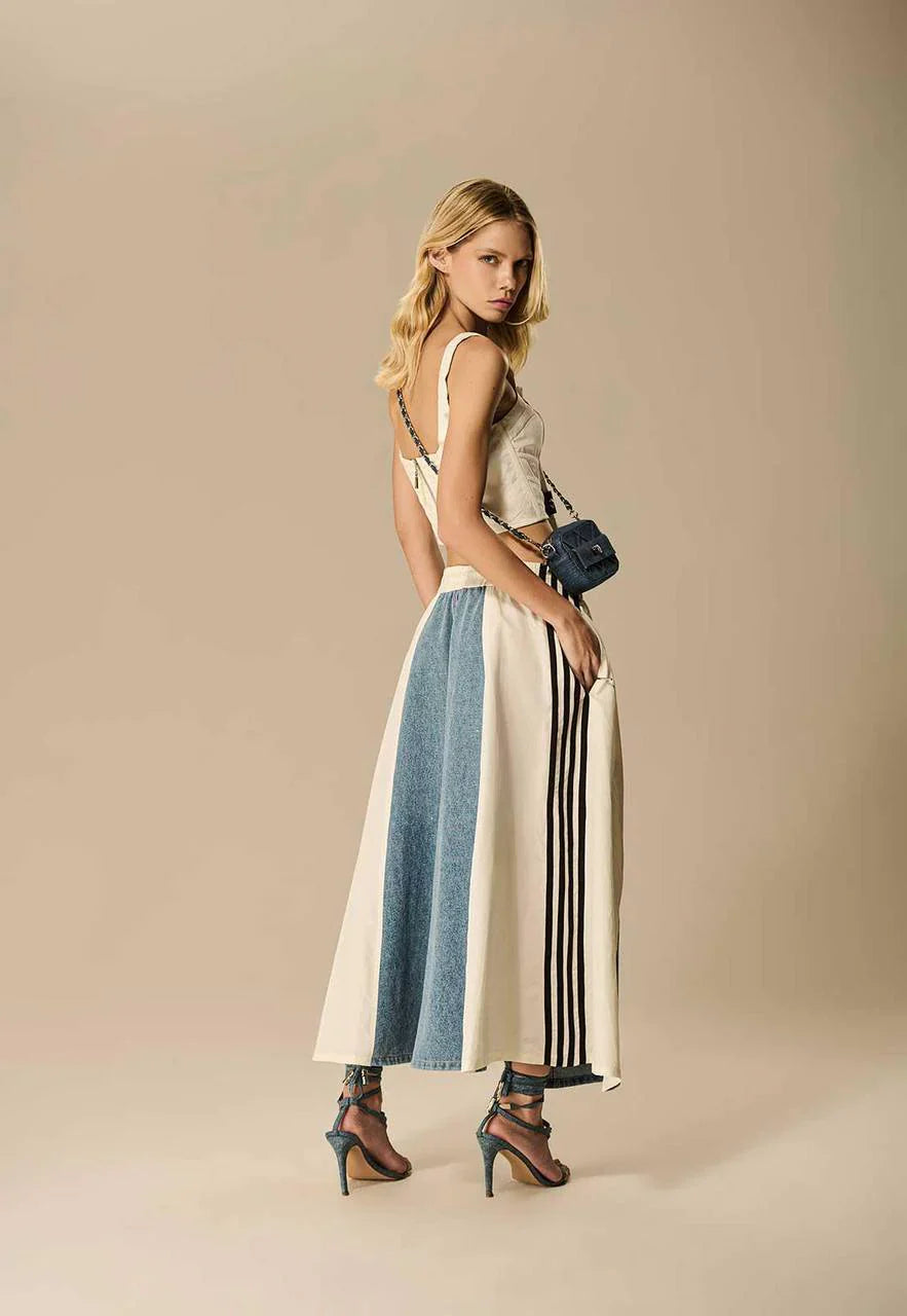 Striped Denim Skirt