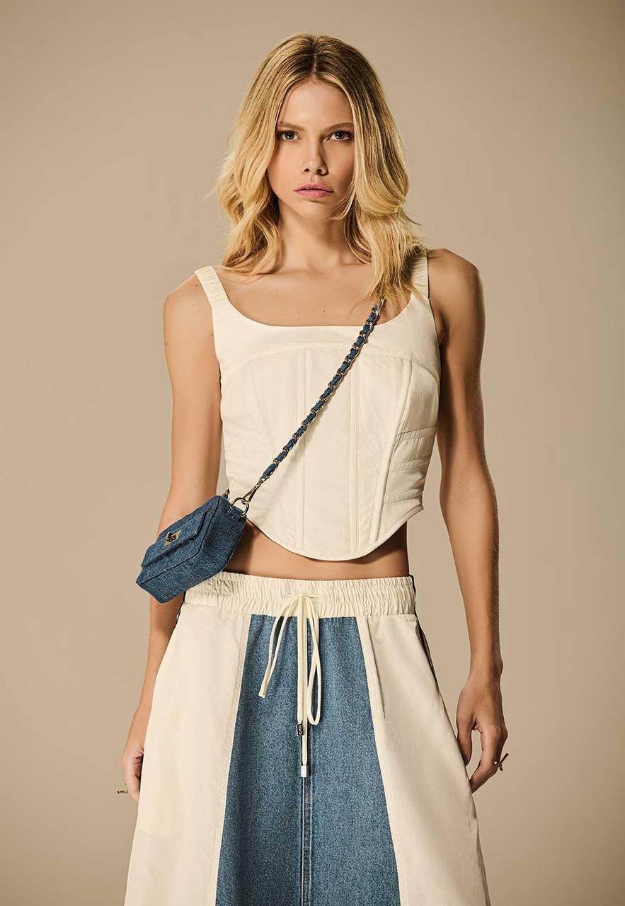 Striped Denim Skirt