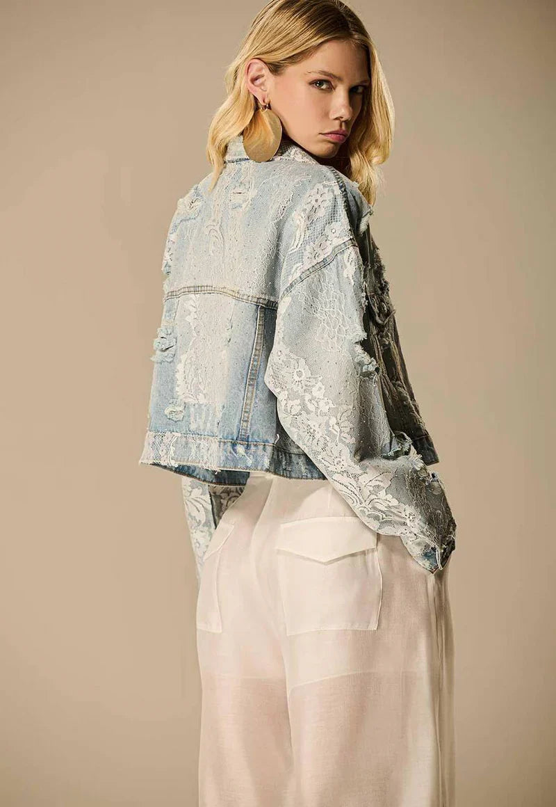 Denim Jacket with Lace