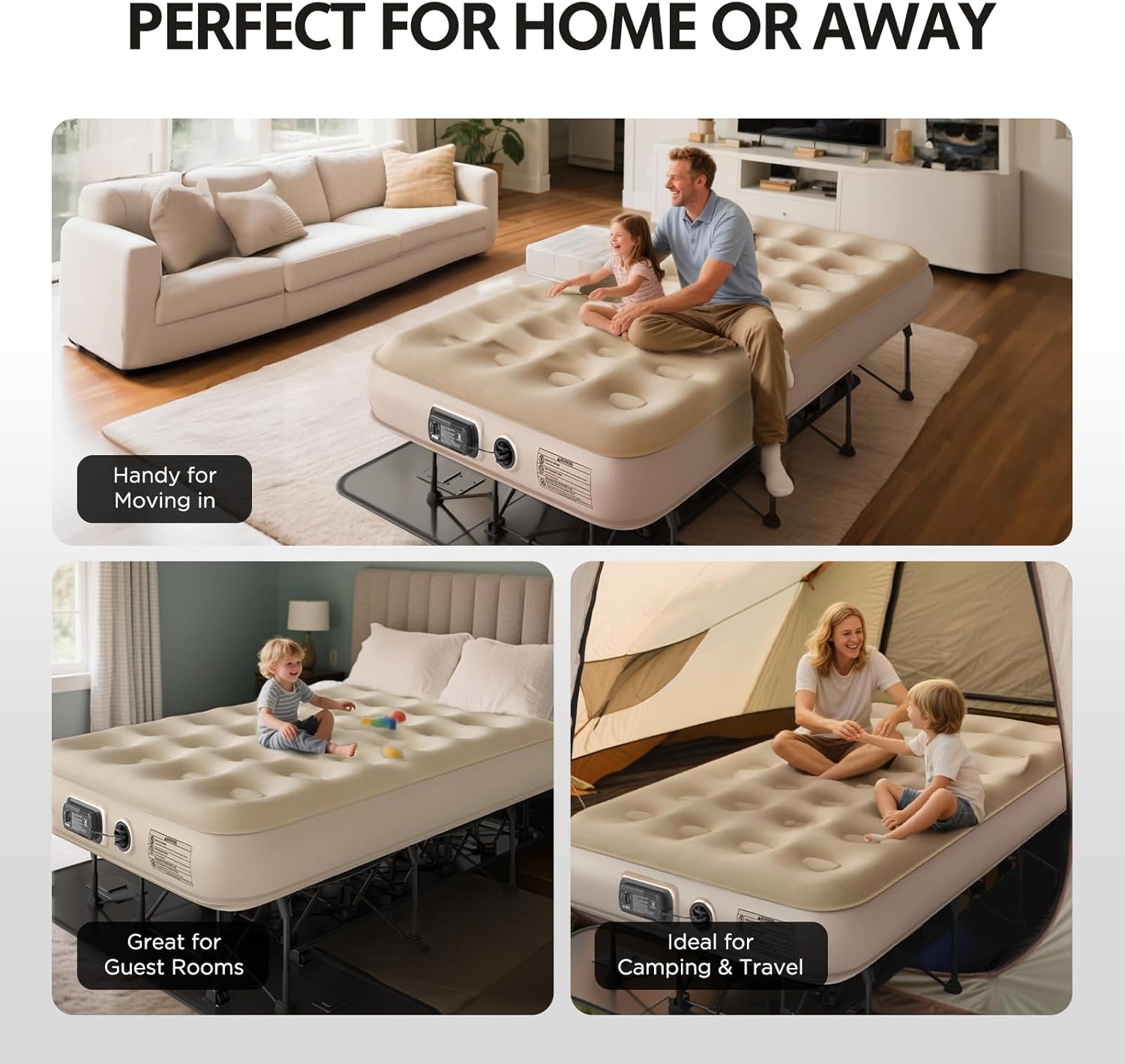 Portable and fast inflating Inflatable bed with support🛏️