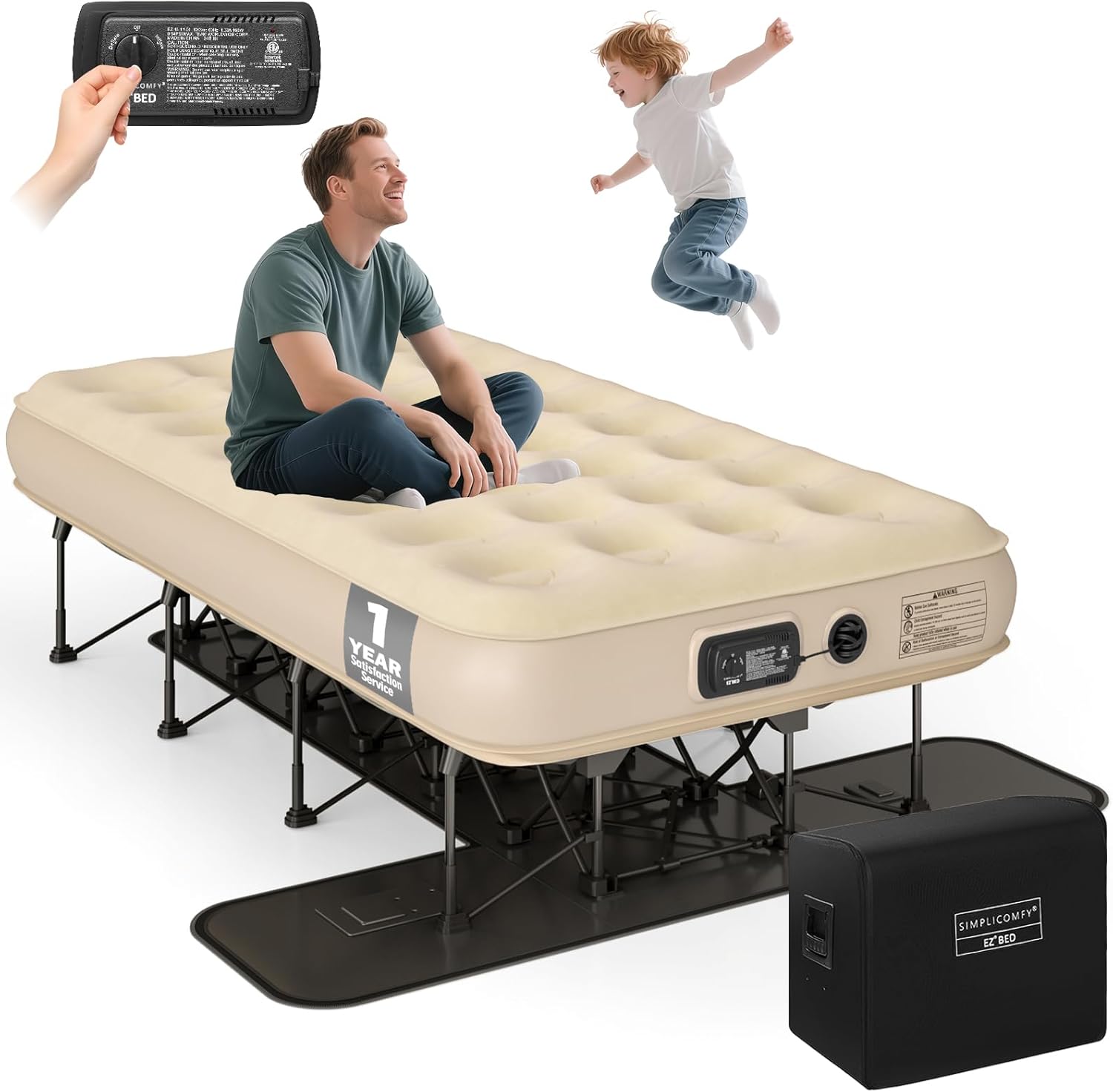 Portable and fast inflating Inflatable bed with support🛏️