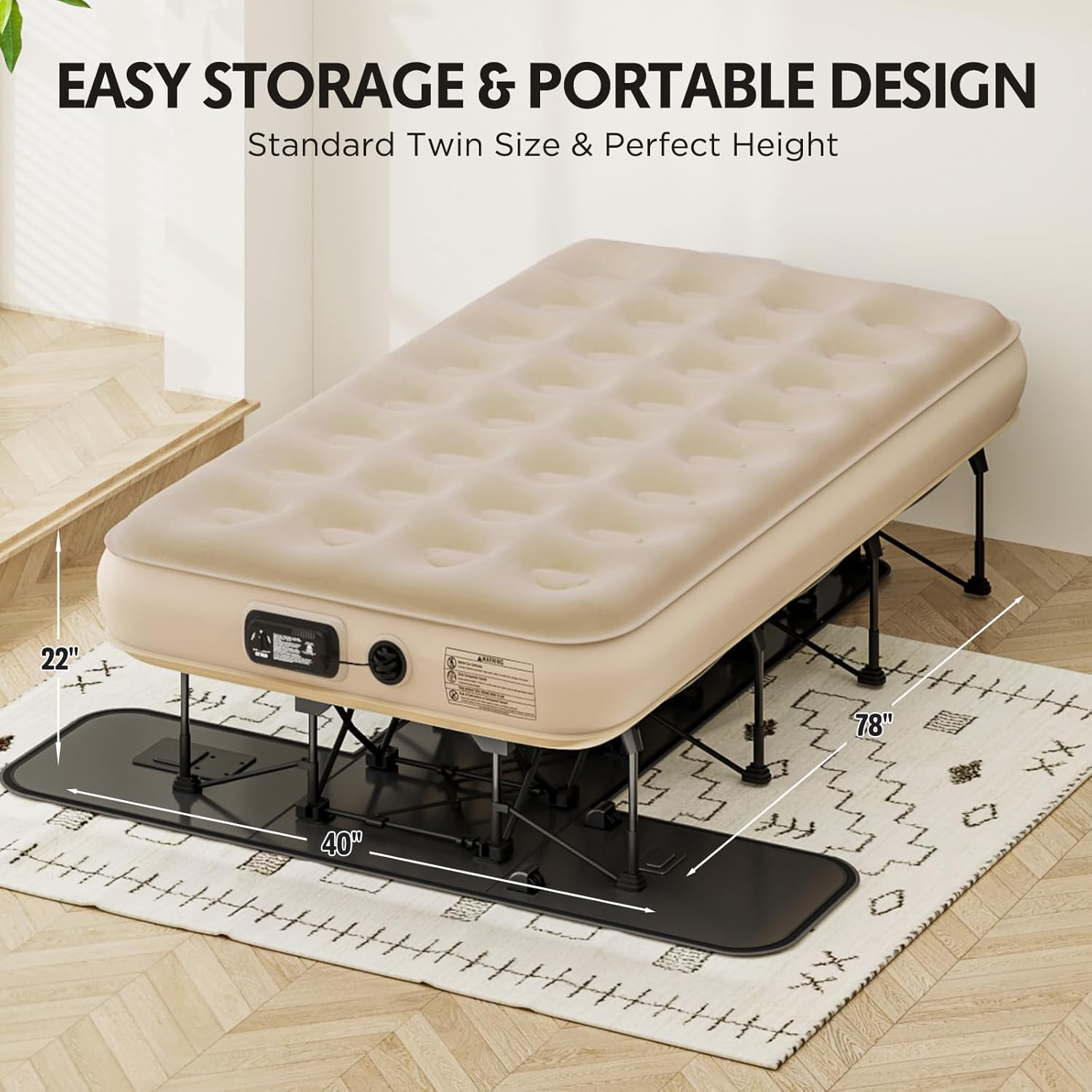Portable and fast inflating Inflatable bed with support🛏️
