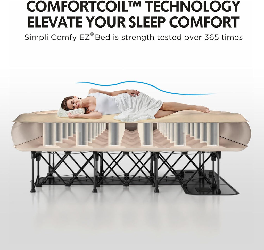 Portable and fast inflating Inflatable bed with support🛏️