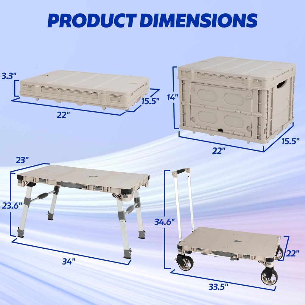 Foldable Camping Table Cart,3-in-1 Convertible Utility Wagon