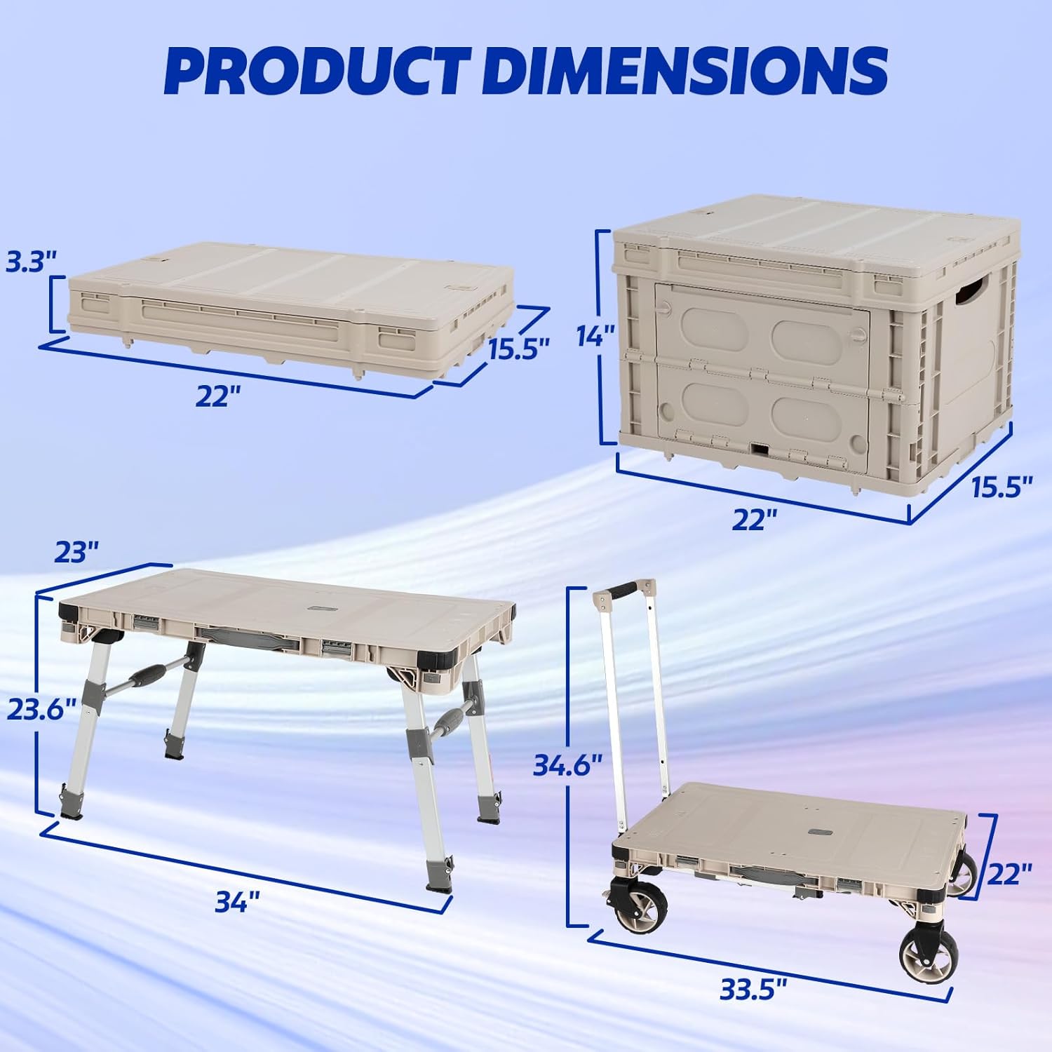 Foldable Camping Table Cart,3-in-1 Convertible Utility Wagon
