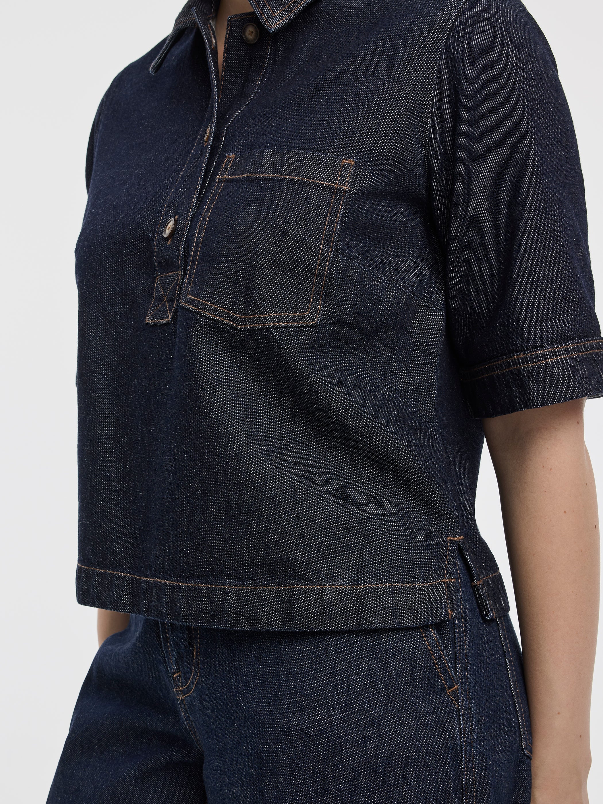 Short-Sleeve Denim Shirt