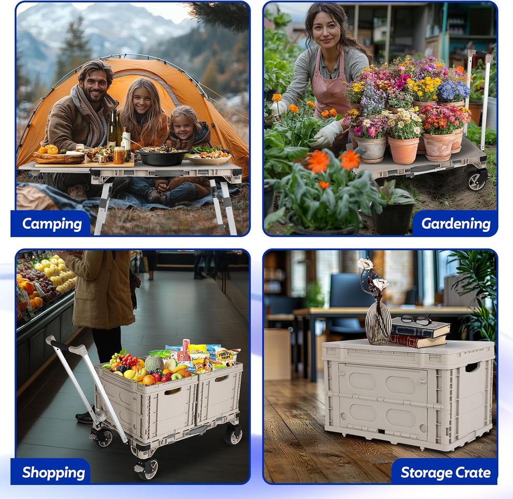 Foldable Camping Table Cart,3-in-1 Convertible Utility Wagon