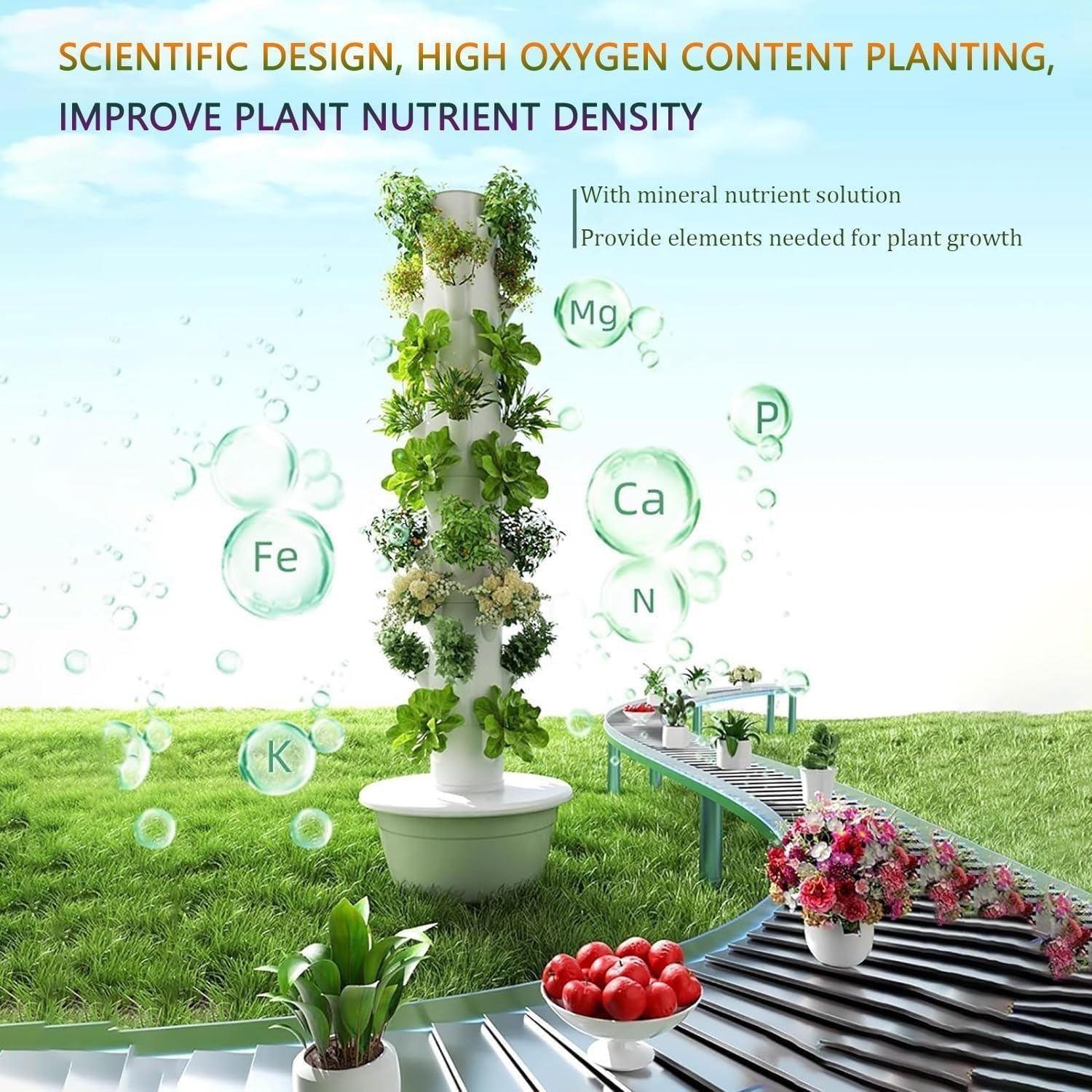 Vertical Hydroponic Grow Tower Aeroponic Tower for Fruits and Vegetables