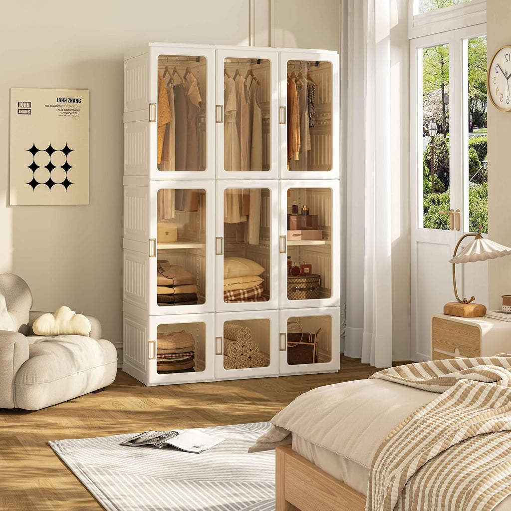 Foldable Wardrobe Closet with Hanging Rods