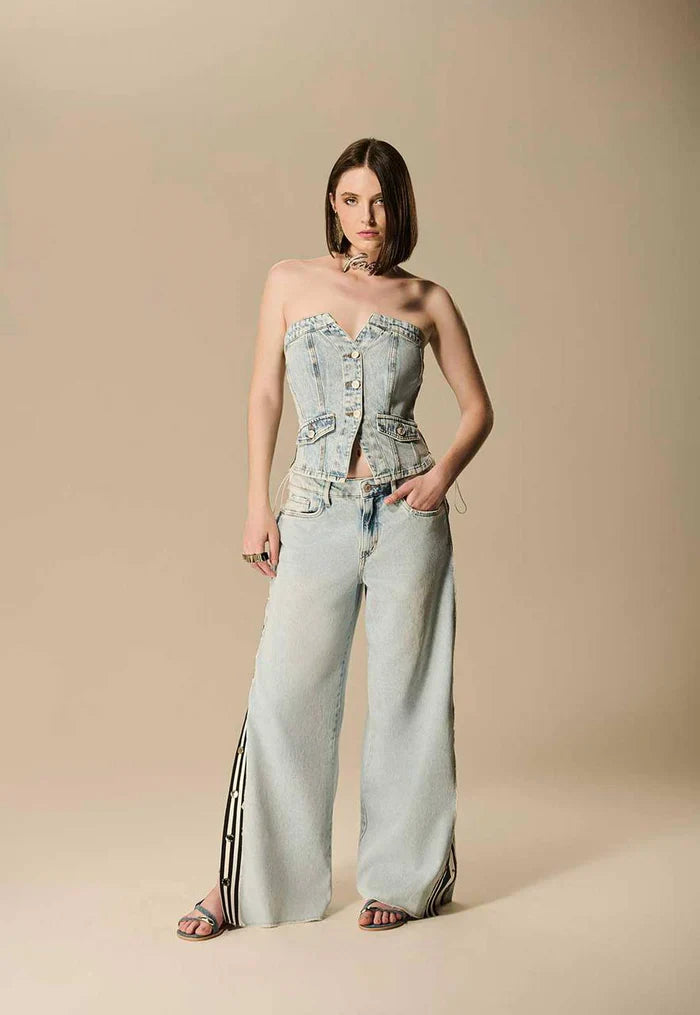 Striped Denim Corset