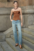 Straight Leg Jeans with Slit