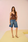 Frayed Bermuda Jeans