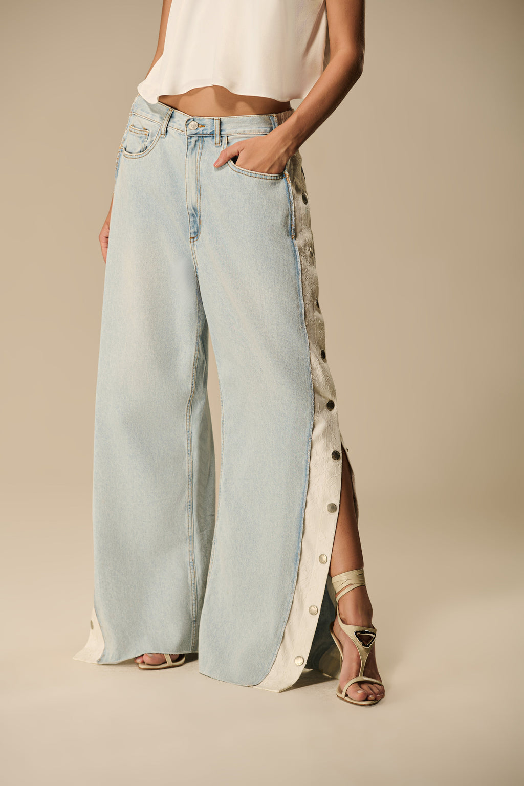 Jeans with Side Lace Detail