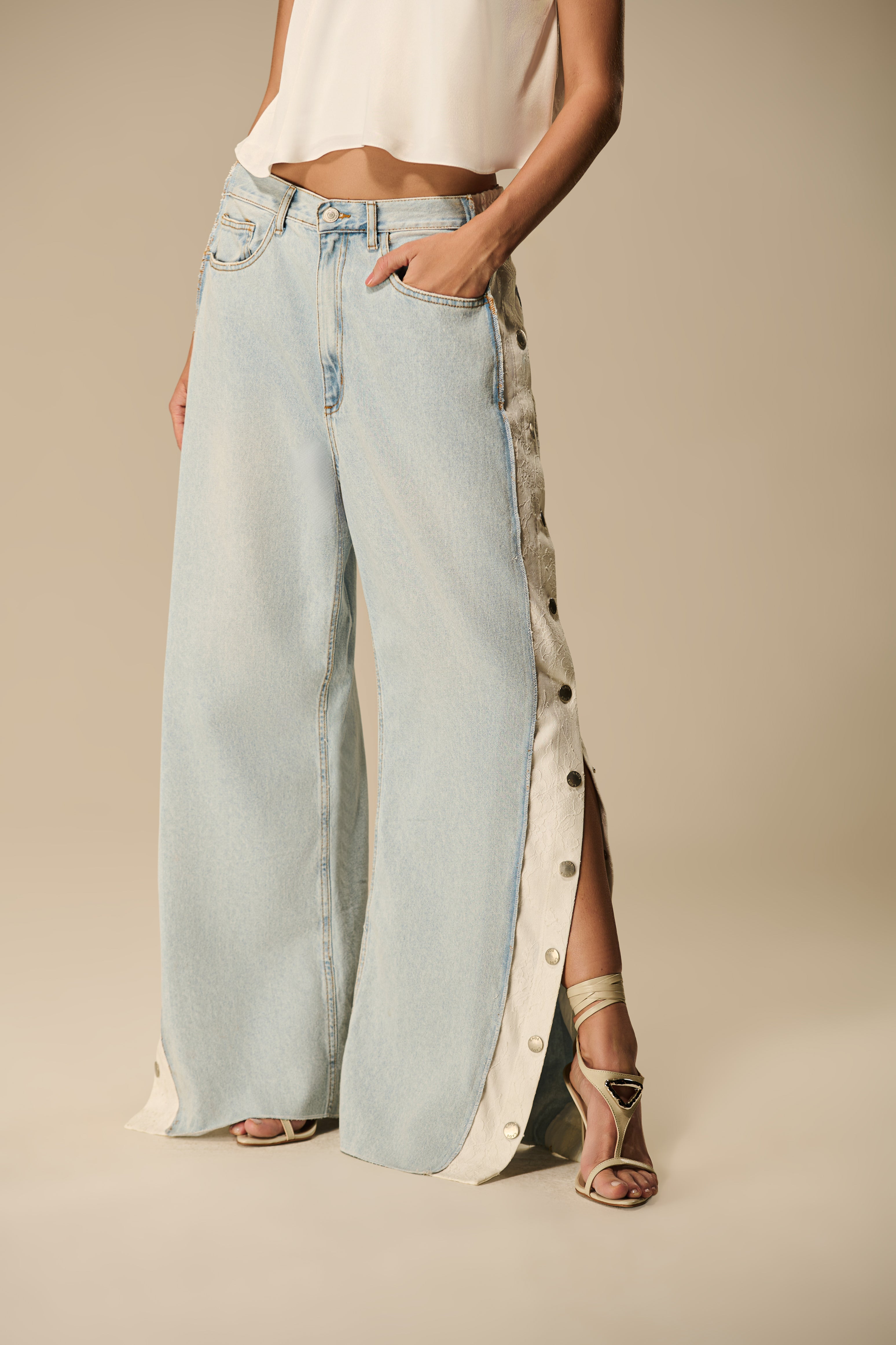 Jeans with Side Lace Detail